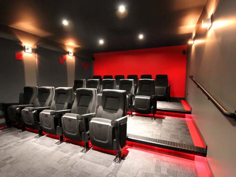 This image shows the Media Center of TGM Park Meadows with theater seating that is good for friends and family to enjoy.